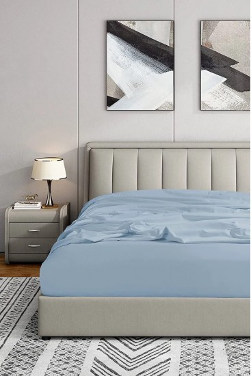 100 X 200 Nawara Home Tek Kişilik Mavi Lastikli Penye Çarşaf-01659 (T01-601)