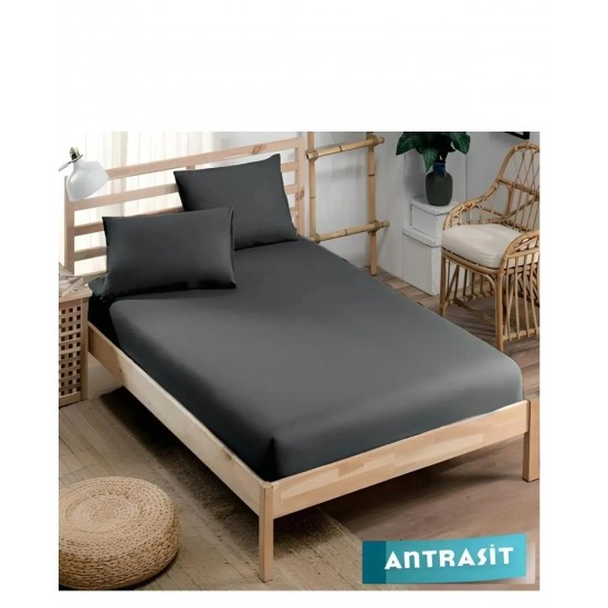 100 X 200 Nawara Home Tek Kişilik Antrasit Lastikli Penye Çarşaf-01668 -(T01-601)