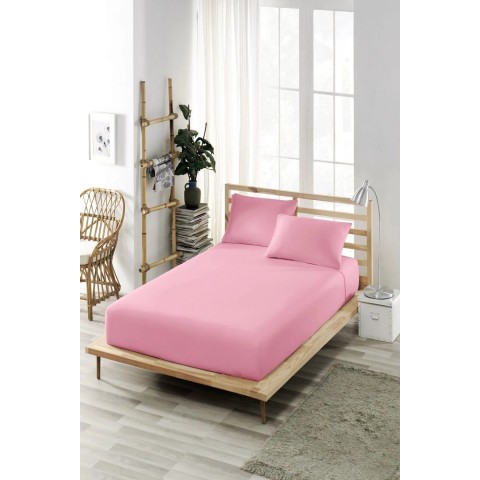100 X 200+25 Nawara Home,Ranforce Kumaş Açık Gül Kurusu Tek Kişilik Çarşaf Seti / 01758 (T02-601)