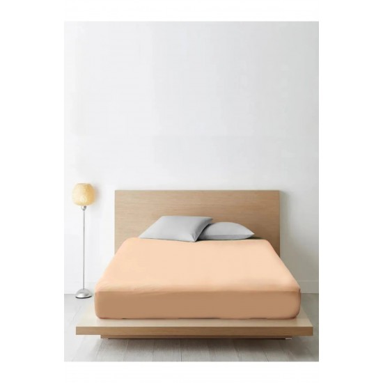 100 X 200+25 Nawara Home,Ranforce Kumaş Bej Tek Kişilik Çarşaf Seti / 01756 (T02-601)