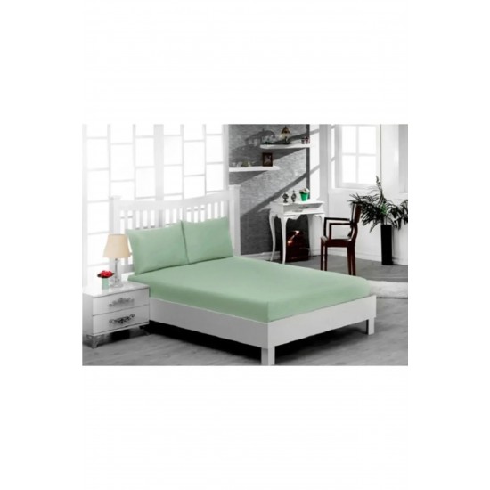100 X 200+20  Nawara Home,Ranforce Kumaş Fıstık Yeşili Tek Kişilik Çarşaf Seti / 01722 (T02-301)
