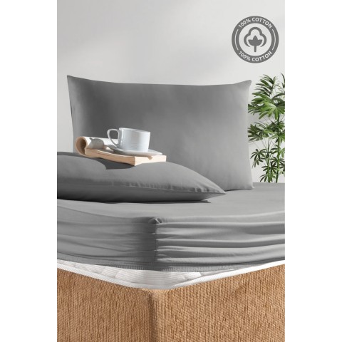 160 X 200+20 Nawara Home,Ranforce Kumaş Gri ve Yeşil Tonlaması Çift Kişilik Çarşaf Seti / 01731 (T02-301)