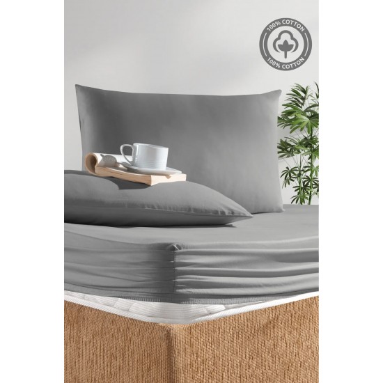 160 X 200+20 Nawara Home,Ranforce Kumaş Gri ve Yeşil Tonlaması Çift Kişilik Çarşaf Seti / 01731 (T02-301)