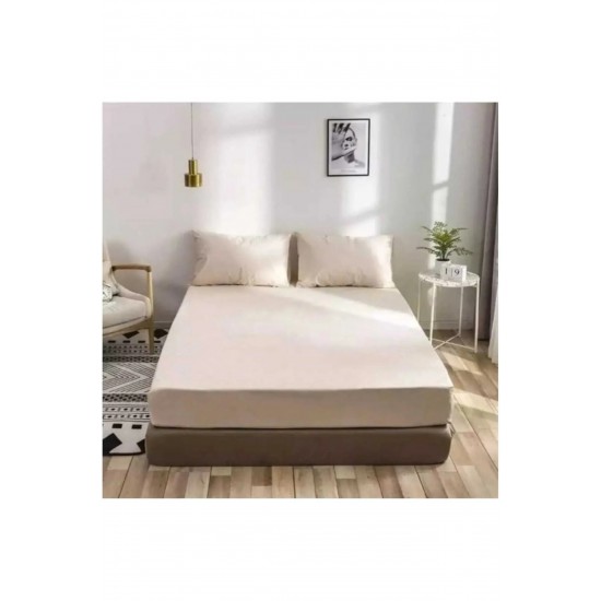 100 X 200+25 Nawara Home,Ranforce Kumaş Krem Tek Kişilik Çarşaf Seti / 01762 (T02-601)