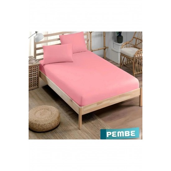 180 X 200 Pembe Nawara Home Battal Boy Lastikli Penye Çarşaf / 01678 (T01-601)