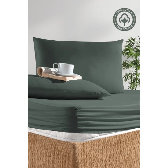 160 X 200 Nawara Home Çift Kişilik Petrol Yeşili Lastikli Penye Çarşaf-01670 (T01-601)