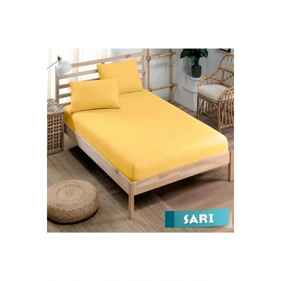 100 X 200+20 Nawara Home,Ranforce Kumaş Sarı Tek Kişilik Çarşaf Seti / 01718 (T02-301)