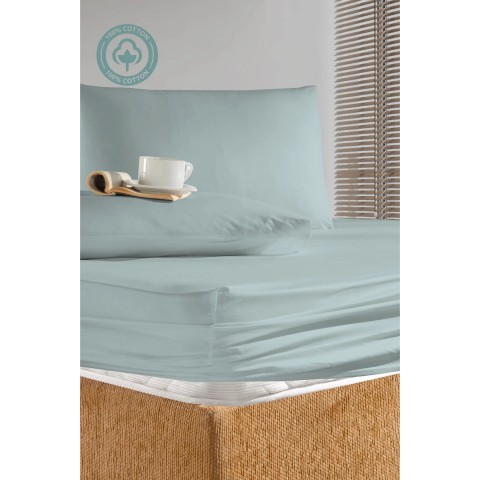 100 X 200+25 Nawara Home,Ranforce Kumaş Su Yeşili Tek Kişilik Çarşaf Seti / 01753 (T02-601)