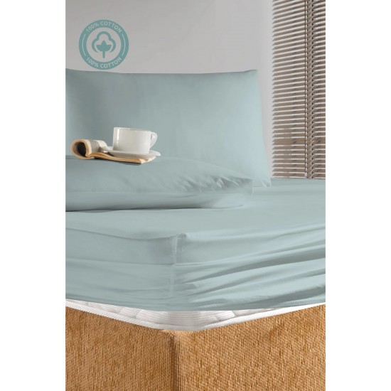 100 X 200+25 Nawara Home,Ranforce Kumaş Su Yeşili Tek Kişilik Çarşaf Seti / 01753 (T02-601)